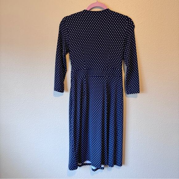 Talbots Blue Polka Dot Mini Dress Womens 2P 3/4 Sleeve Casual Sundress - Picture 9 of 10